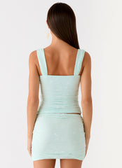 Lea Lace Mini Skirt - Blue