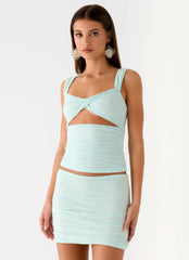 Lea Lace Mini Skirt - Blue