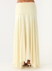 Liana Ruched Maxi Skirt - Yellow