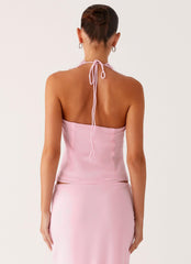 Log In Halter Top - Baby Pink