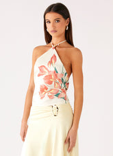 Loreta Beaded Tie Back Top - Siena Floral
