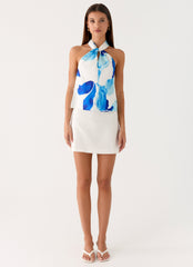 Maddox Scarf Top - Cerulean Bloom