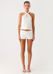 Maddox Scarf Top - White