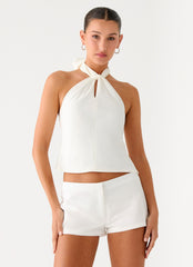 Maddox Scarf Top - White