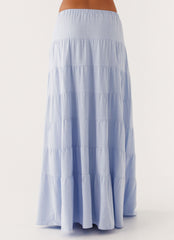Mariella Linen Maxi Skirt - Blue