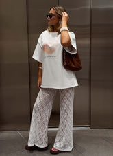 Matcha Lace Pants - White