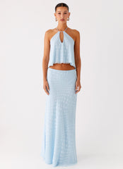 Mena Chiffon Spot Maxi Skirt - Blue