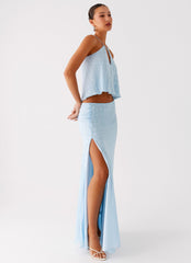 Mena Chiffon Spot Maxi Skirt - Blue