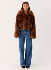 Miccy Cropped Fur Coat - Chocolate