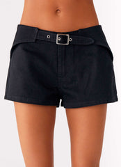 Montana Denim Mini Shorts - Black