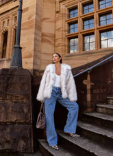 Novera Faux Fur Jacket - White Grey