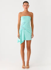 Ocean Dream Strapless Mini Dress - Turquoise