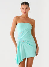 Ocean Dream Strapless Mini Dress - Turquoise