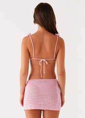 Palazzo Crochet Wrap Skirt - Pink