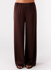 Palm Cove Satin Pants - Chocolate