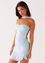 Pari Open Back Mini Dress - Pastel Blue