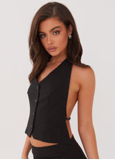Sarah Halterneck Vest Top - Black