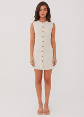Castello Fiore Linen Mini Dress - Oatmeal