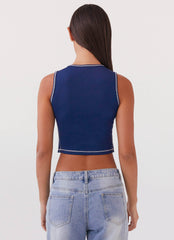 Game Face Sleeveless Top - Space Blue