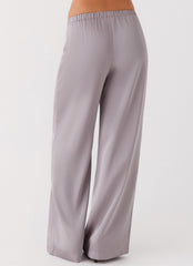 Palm Cove Satin Pants - Grey