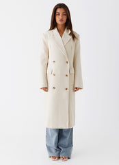 Dalia Double Breasted Blazer Coat - Beige