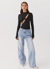 Special Affair Long Sleeve Bodysuit - Black