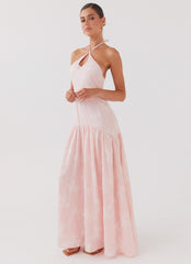 Blushed Cross Neckline Maxi Dress - Pink Petal