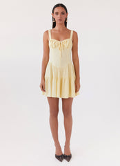 Lucie Linen Mini Dress - Yellow