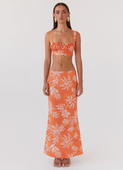 Born For Bordeaux Linen Skirt - Tropic Sunset