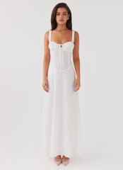 Lucie Linen Maxi Dress - White
