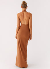 Plunge For You Maxi Dress - Tan