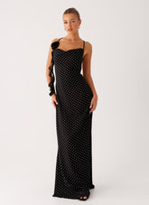 Purely Maxi Dress - Black Polka Dot