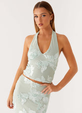 Radiate Halterneck Top - Sage