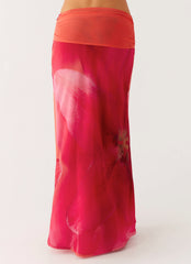 Raya Maxi Skirt - Peach Watermelon Flower