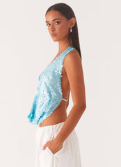 Rio Dreams Cowl Neck Halter Top - Turquoise