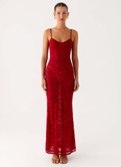 Rosa Corset Maxi Dress - Red