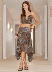 Rosewood Low Rise Midi Skirt - Vintage Blossom