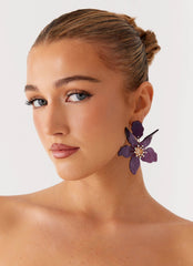 Siesta Flower Earrings - Purple