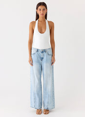 Set The Scene Halter Bodysuit - White