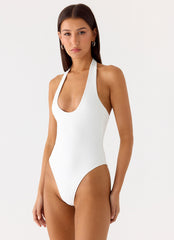 Set The Scene Halter Bodysuit - White