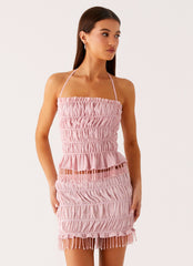 Shari Beaded Halter Top - Pink