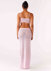 Shellbound Crochet Maxi Dress - Pink