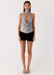 Shining Lights Cowl Top - Silver