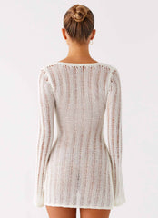 Sorelle Long Sleeve Twist Mini Dress - Ivory