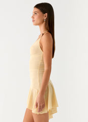 Spiced Sunset Mini Dress - Baby Yellow
