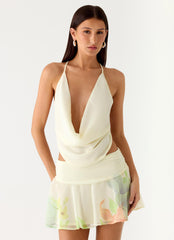 Sweet Charm Cowl Neck Top - Spring Meadow