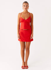 Under Heat Mini Skirt - Tomato
