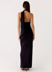 Velvet Vacation Scarf Maxi Dress - Black