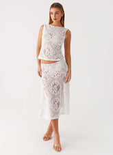 Virelle Lace Midi Skirt - Ivory
