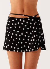 Walker Mini Skirt - Black Polka Dot